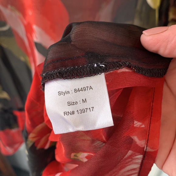 Cross tree Lane Sheer Floral Blouse Peasant Romantic Style Top - Picture 5 of 6